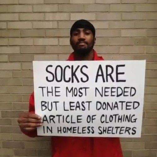 socks are least donated item socks are least donated item